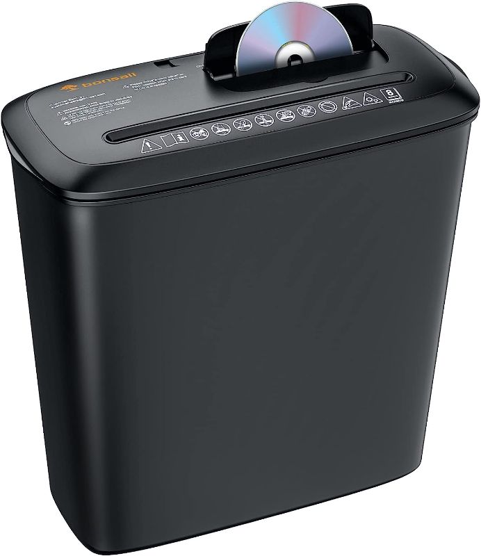 Photo 1 of Bonsaii Paper Shredder, 8-Sheet StripCut for CD and Credit Card for Home Office Use with Overheat Protection, 3.4 Gallons Wastebasket, Black