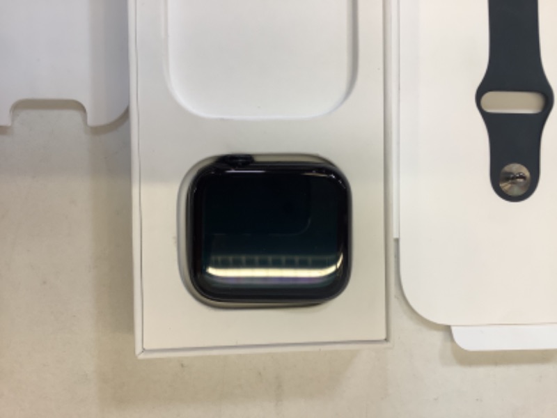 Photo 3 of Apple Watch Series 8 [GPS 41mm] Smart Watch w/Midnight Aluminum Case with Midnight Sport Band - S/M. Fitness Tracker, Blood Oxygen & ECG Apps, Always-On Retina Display, Water Resistant 41mm S/M - fits 130–180mm wrists 41mm Midnight Aluminium Case w Midnig