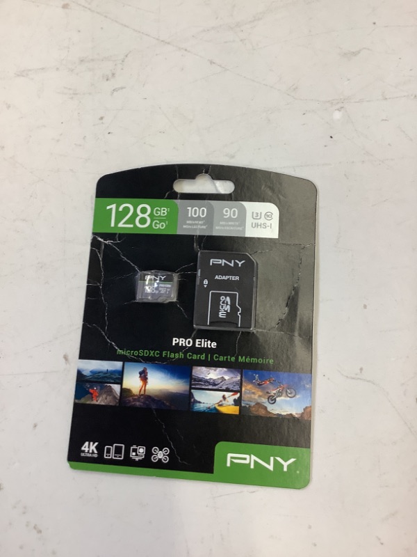 Photo 2 of PNY 128GB PRO Elite Class 10 U3 V30 microSDXC Flash Memory Card - 100MB/s, Class 10, U3, V30, A2, 4K UHD, Full HD, UHS-I, micro SD Flash Memory 128GB