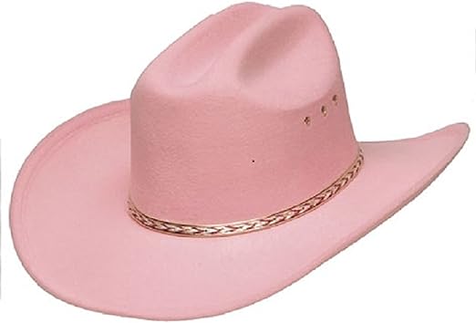 Photo 1 of Western Express Pink Felt Cowboy Hat Gold and Elastic Band Inside for Secure Fit