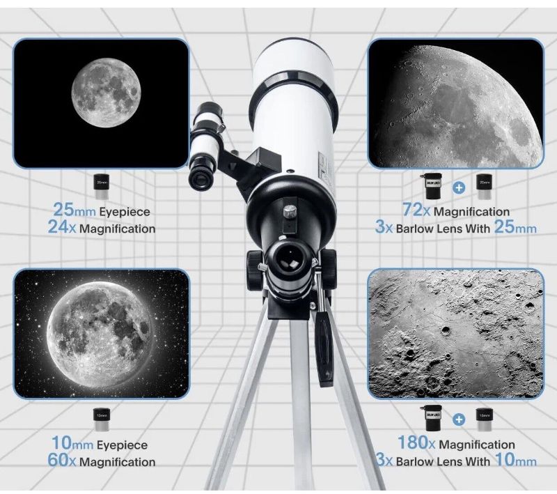 Photo 2 of Telescope 80mm Aperture 600mm - Astronomical Portable Refracting Telescope Fully Multi-coated High Transmission Coatings AZ Mount with Tripod Phone Adapter, Wireless Control, Carrying Bag. Easy Set Up