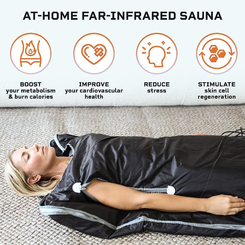 Photo 2 of LifePro Sauna Blanket for Detoxification - Portable Far Infrared Sauna for Home Detox Calm Your Body and Mind Regular Black