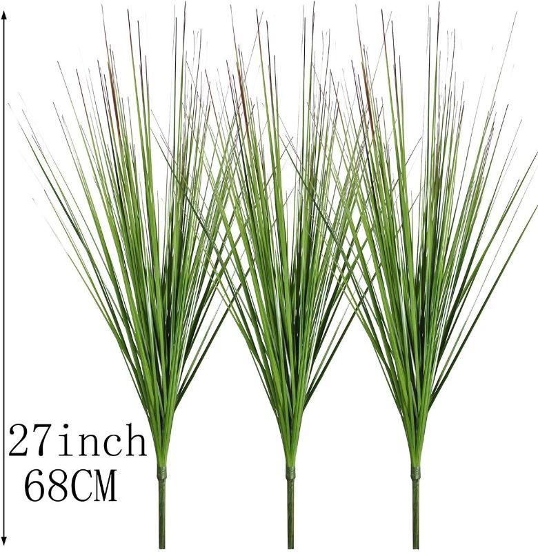 Photo 2 of 27" Artificial Plants Onion Grass Greenery Faux Fake Shrubs Plant Flowers Wheat Grass for House Home Indoor Outdoor Office Room Gardening Indoor Décor 3 Pack