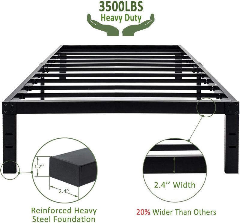 Photo 2 of 45MinST 14 Inch Reinforced Platform Bed Frame/3500lbs Heavy Duty/Easy Assembly Mattress Foundation/Steel Slat/Noise Free/No Box Spring Needed, Twin XL