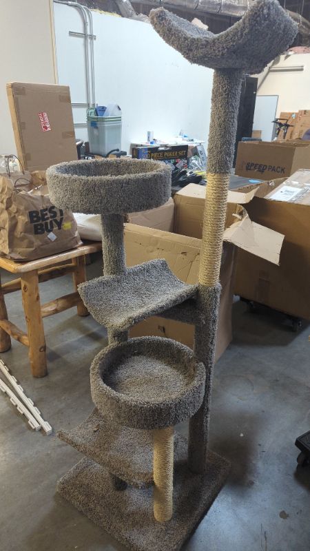 Photo 4 of 5ft Grey Cat Tower, Cat Furniture Activity Center for Cats Kitten, Scratching post