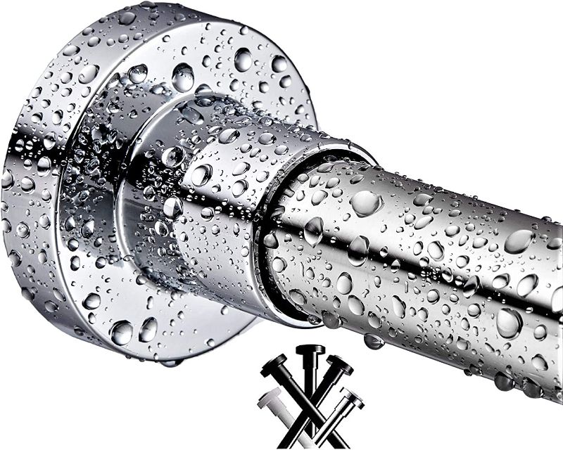 Photo 1 of BRIOFOX Shower Curtain Rods 42-72 Inches, Rust Free + Non-Fall Down, 304 Stainless Steel, Super Large Non-Slip Plate Spring Shower Rod, Use in Bathroom, Kitchen, Home, Never Collapse, No Drilling
