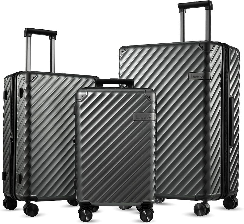 Photo 1 of LUGGEX Carry On Luggage Sets 3 Piece - PC Hard Case Suitcase Sets - 4 Reinforced Corners & All Expandable (Black Suitcase Set)
