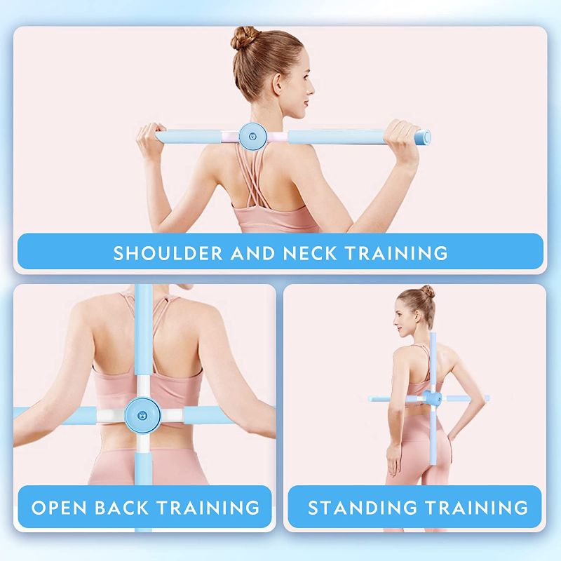 Photo 2 of Posture Corrector for Adult Kids ,Yoga Body Sticks for Posture Corrector,Yoga Sticks Stretching Tool,Retractable Design for Adult and Kids Students Back Brace Posture Corrector (Light Blue)