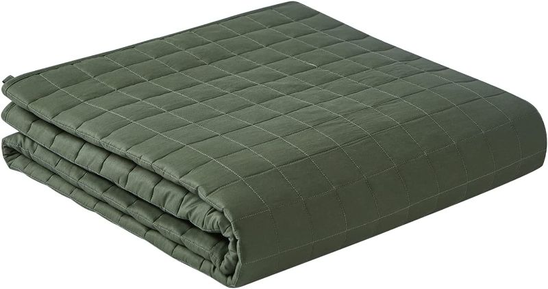 Photo 1 of YNM Weighted Blanket, Soothing Cotton, Smallest Compartments with Glass Beads, Bed Blanket for Two Persons of 110~190lbs, Ideal for Queen or King Bed (80x87 Inches, 30 Pounds, Amy Green)
