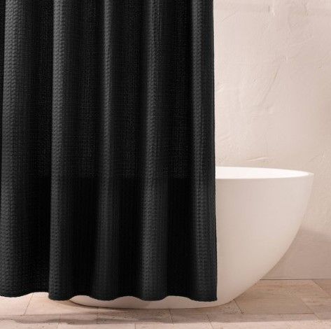 Photo 1 of Casaluna Black waffle shower curtain