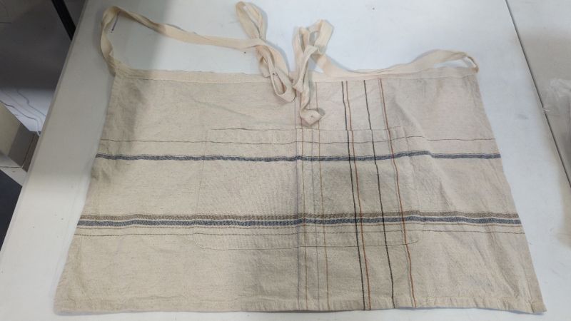 Photo 1 of Hearth & Hand Cream Cotton Striped Half Apron with Tie and Pockets NWT
