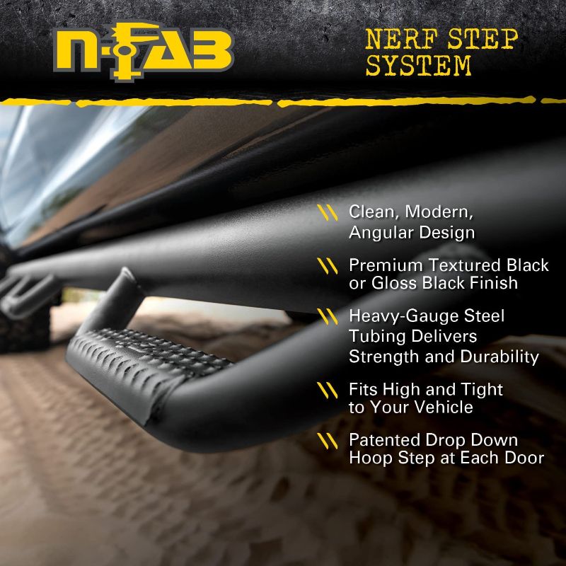 Photo 2 of N-Fab Nerf Steps RS | Textured Black, Wheel-to-Wheel | 710416412 | Fits 2010-2022 Toyota 4Runner (Does not fit 2010-2019 Limited and 2010-2013 SR5 Models) 4 Door SUV, SRW Gas Nerf RS Premium Textured Black 2010-2022