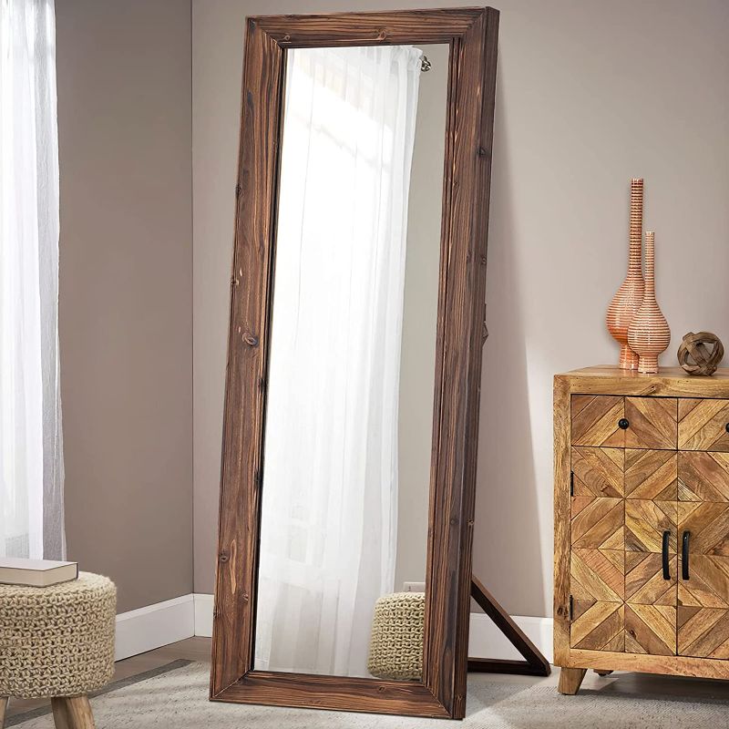 Photo 1 of NeuType Full Length Mirror 65"x22" Floor Mirror with Standing Holder Solid Wood Frame Large Wall Mounted Mirror Hanging or Leaning Against Wall for Bedroom, Oil Rubbed Bronze
