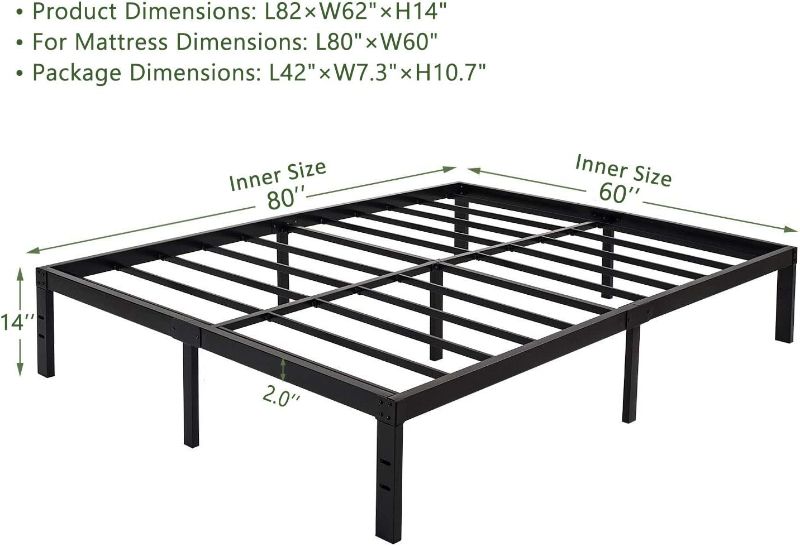 Photo 2 of 45MinST 14 Inch Platform Bed Frame/Easy Assembly Mattress Foundation / 3000lbs Heavy Duty Steel Slat/Noise Free/No Box Spring Needed, Queen
