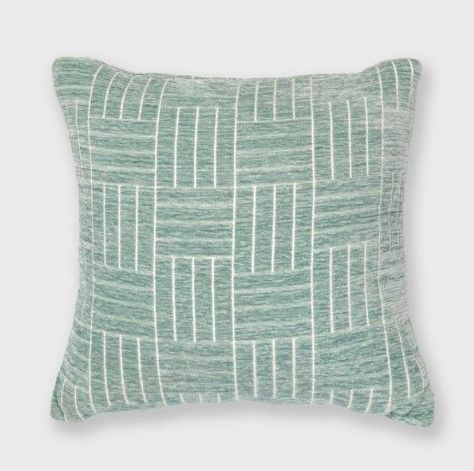 Photo 1 of 2 pack Staggered Striped Chenille Woven Jacquard Square 24x24 Throw Pillow - freshmint

