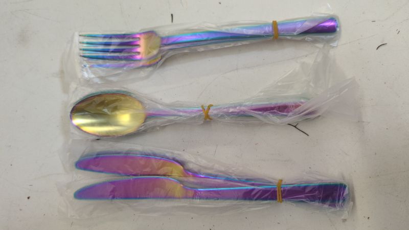 Photo 4 of 12pc Stainless Steel Annika Rainbow Silverware Set