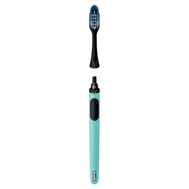 Photo 2 of Oral-B Clic Manual Toothbrush, Teal, with Replaceable Brush Head - 2 Count, 1.0 Count Teal 1 Count (Pack of 2)