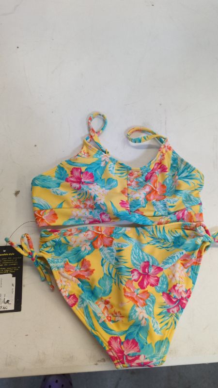 Photo 3 of Girls' Floral Print 2pc Bikini Set - art class™ Yellow size small (6/6)
