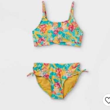 Photo 1 of Girls' Floral Print 2pc Bikini Set - art class™ Yellow size small (6/6)
