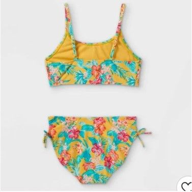 Photo 2 of Girls' Floral Print 2pc Bikini Set - art class™ Yellow size small (6/6)
