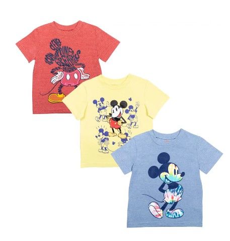 Photo 1 of Disney Mickey Mouse Toddler Boys 2 Pack Pullover Graphic T-Shirts Yellow/Red/Blue 3T
