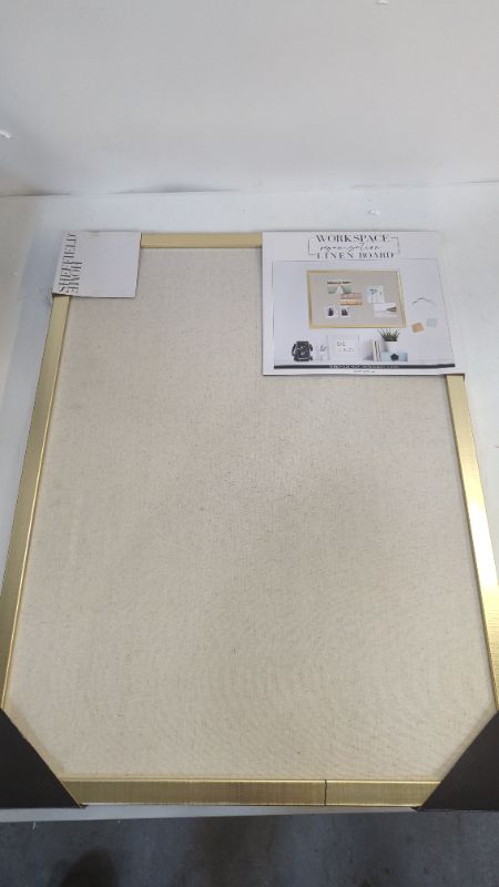 Photo 3 of 19" x 25" Linen Framed Natural Pinboard Gold - Sheffield Home

