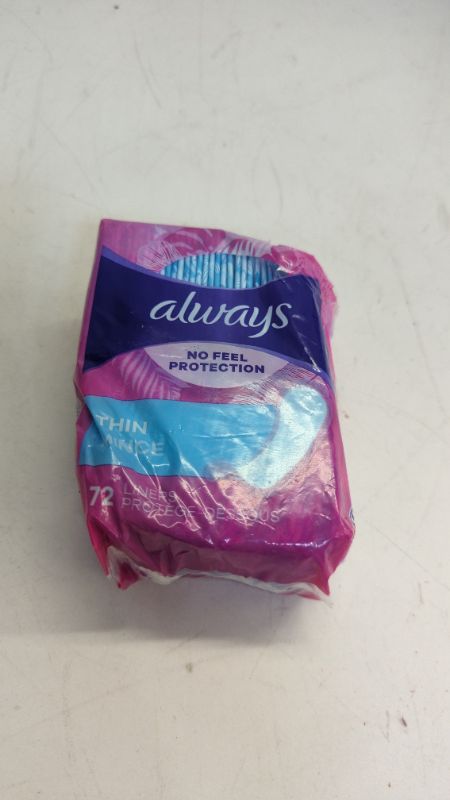 Photo 2 of Always Thin No Feel Protection Daily Liners Regular Absorbency Unscented, Breathable Layer Helps Keep You Dry, 72 Count