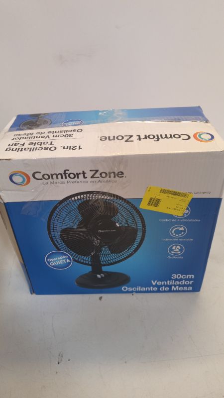 Photo 3 of Comfort Zone 12&#34; Oscillating Table Fan Black