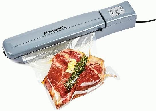 Photo 2 of PowerXL Duo NutriSealer Food Vacuum Sealer Machine with Vacuum Seal Bags & Rolls, Double Airtight Sealing with Built-in Cutter, Small Snack Bag Capability, Safety Certified, Lab Tested, LED Indicator Lights (Slate)
