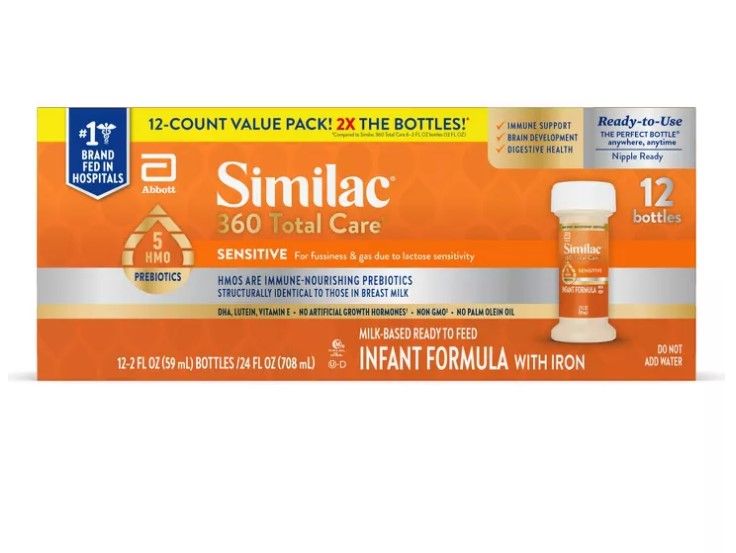 Photo 1 of 4pk Similac 360 Total Care Sensitive Non-GMO Ready to Feed Powder Infant Formula - 2 fl oz Each/12ct

