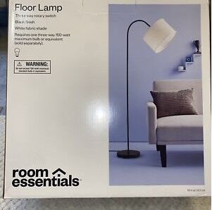 Photo 1 of ROOM ESSENTIALS BLACK ARC FLOOR LAMP 58” INCHES TALL, 3-WAY ROTARY SWITCH
