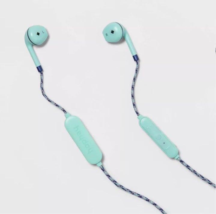 Photo 2 of Wireless Bluetooth Braided Cord Flat Earbuds - heyday&#8482; Spring Teal