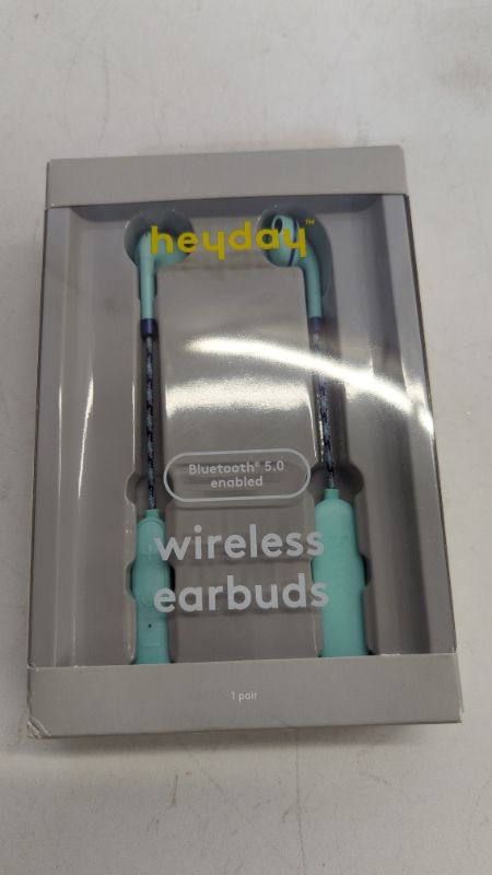 Photo 3 of Wireless Bluetooth Braided Cord Flat Earbuds - heyday&#8482; Spring Teal