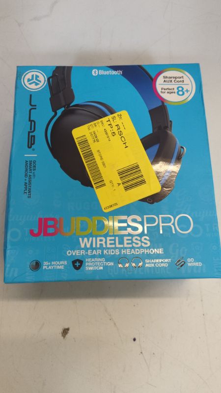 Photo 2 of JLab JBuddies Pro Over-Ear Bluetooth Wireless Kids&#39; Headphones - Black/Blue