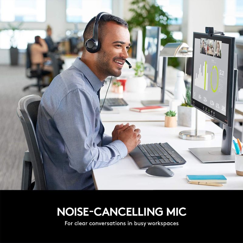 Photo 1 of Logitech H390 Wired Headset for PC/Laptop, Stereo Headphones with Noise Cancelling Microphone, USB, In-Line Controls, Works with Chromebook - Black
