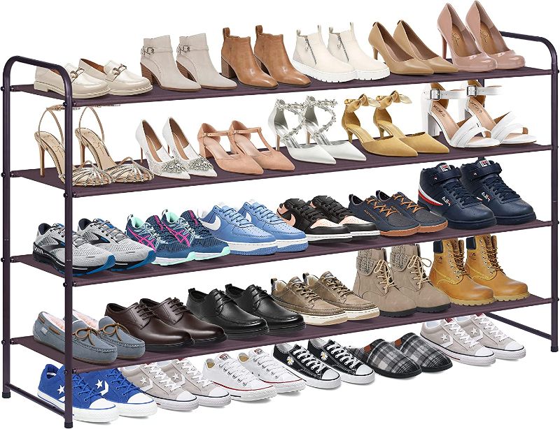 Photo 1 of KIMBORA 4 Tier Long Shoe Rack for Closet, Wide Shoe Storage Organizer Stackable Shoe Shelf for Floor, Bedroom 30-Pairs (Bronze)

Product Dimensions 32.4"D x 11.4"W x 42.7"H


