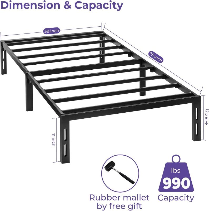 Photo 2 of GreenForest Twin Bed Frame Quick Lock Heavy Duty Metal Platform Bed Mattress Foundation, No Screws and No Box Spring Needed
