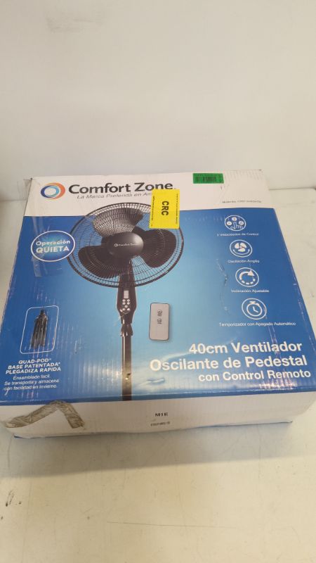 Photo 3 of Comfort Zone 16" Oscillating Stand Fan with Remote Black

