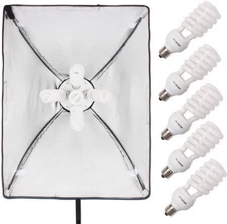 Photo 1 of 2 pack Large White Photography Softbox with Stands and Bulbs
