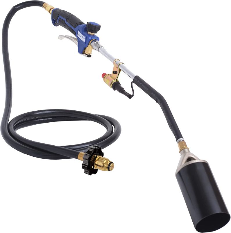 Photo 1 of Flame King Propane Torch Kit Heavy Duty Weed Burner, 340,000 BTU with Battery Operated Igniter (Self Igniting), with 6 ft Hose Regulator Assembly
