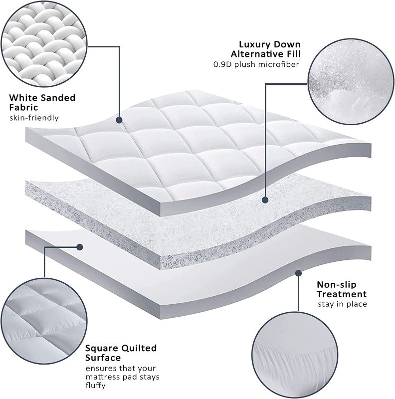 Photo 1 of BDEUS Extra Thick Mattress Topper King Size Down Alternative Quilted Mattress Pad Fluffy Soft Breathable Mattress Cover with Stretches to 18" Deep Pocket Fits Up to 8"-21"
