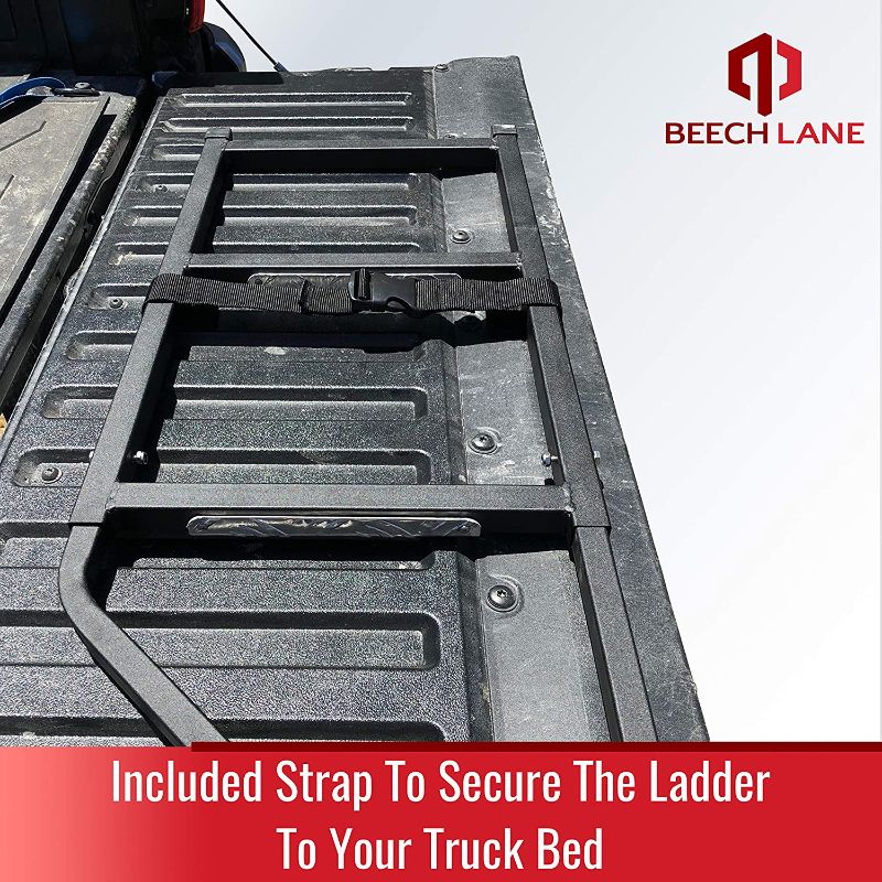 Photo 2 of Beech Lane Pickup Truck Tailgate Ladder - Universal Fit, Stainless Steel Self Drilling Hex Screws for Easy Install, Durable Aluminum Step Grip Plates, and Sturdy Rubber Ladder Feet
