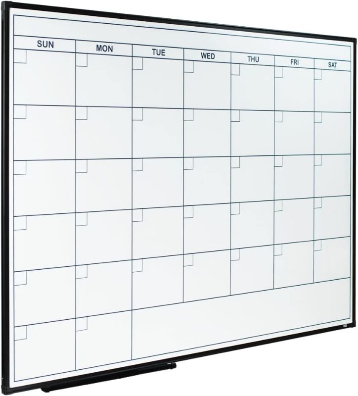 Photo 1 of Lockways Dry Erase Calendar Whiteboard, Magnetic White Board Calendar Monthly 48 X 36 Inch, Ultra-Slim Black Aluminium Frame
