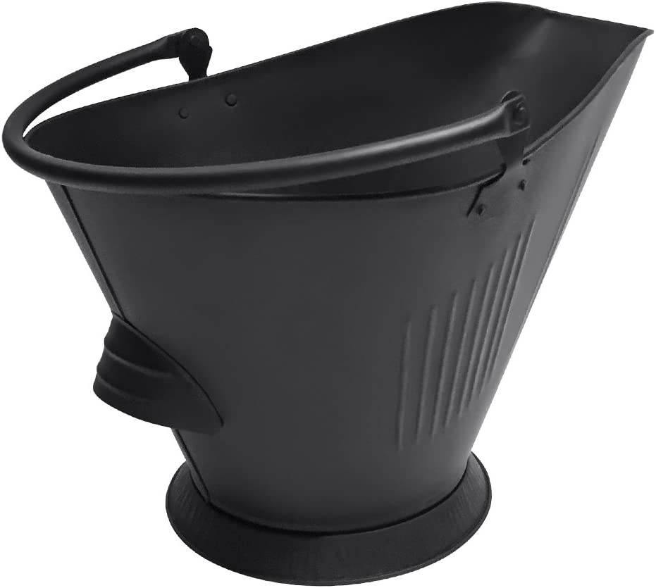 Photo 1 of Amagabeli Bucket for Fireplace Assembled Pellet Stove Indoor and Outdoor Hot Ashes Carrier Container Black Fireside Fuel Can Sturdy Fire Place Burning Wood Holder Hearth Tools
