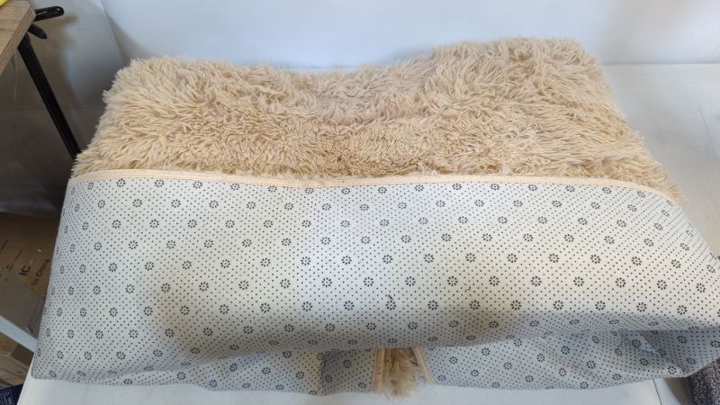 Photo 3 of Shaggy Soft Faux Sheepskin Fur Area Rugs Floor Mat Luxury Beside Carpet for Bedroom Living Room 6ft x 9ft, Khaki
