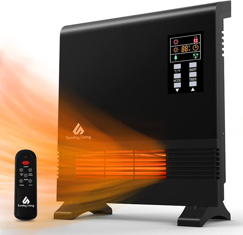 Photo 1 of Electric Space Heater, 1500W Infrared Space Heater, Wall Mount or Freestanding, Adjustable Thermostat, Remote Control, 12-H Timer, Wall Heater for Large Room, Bathroom, Garage, 5 SUNDAY LIVING
