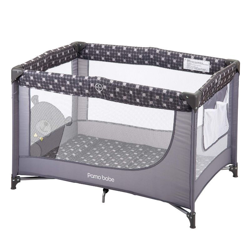 Photo 1 of Pamo Babe Lightweight Playard, Packable Sturdy Easy Setup Baby Playard with Mattress and Carry Bag(Grey)
