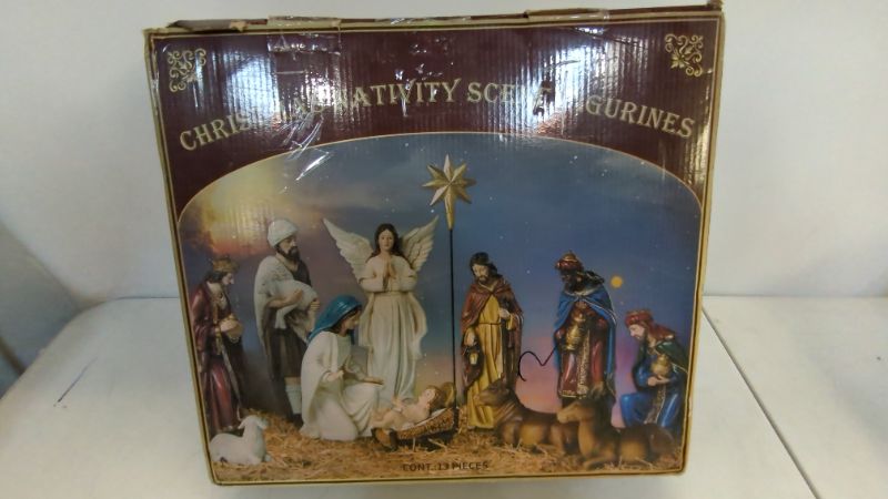 Photo 3 of BESBLEE Nativity Sets for Christmas Indoor Set of 13 Pieces 7.9 Inches Tabletop Holidays Decor Nativity Scene Resin Figurines Set Religious Decorations Collection Gifts
