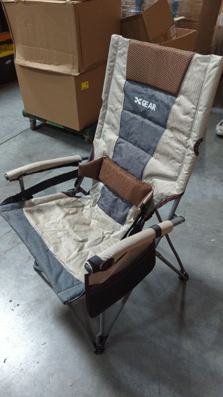 Photo 5 of XGEAR Camping Chair Portable Camp Chair with Hard Arm Lumbar Support (New Beige)
