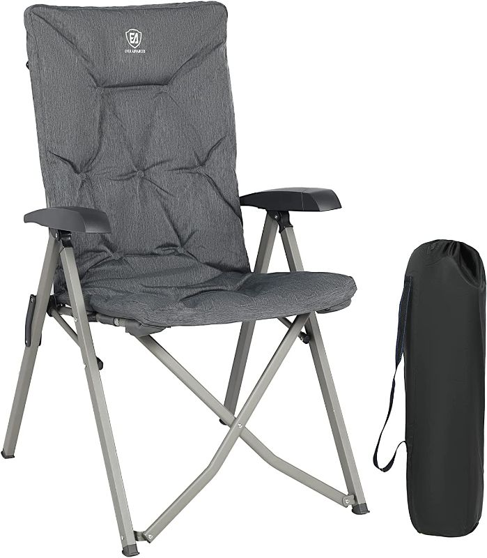 Photo 1 of EVER ADVANCED Folding Camping Recliner Chair Fully Padded with Adjustable High Back Support Portable for Adults Patio Reclining Chair
